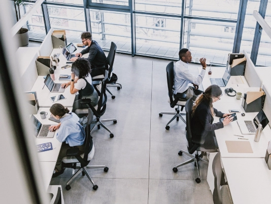 Office team working online with Wi-Fi connectivity